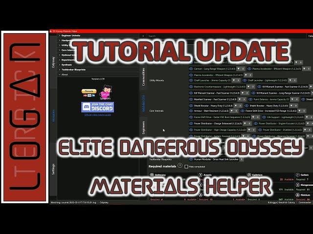 Tutorial Update for Elite Dangerous Odyssey Materials Helper - v2.18