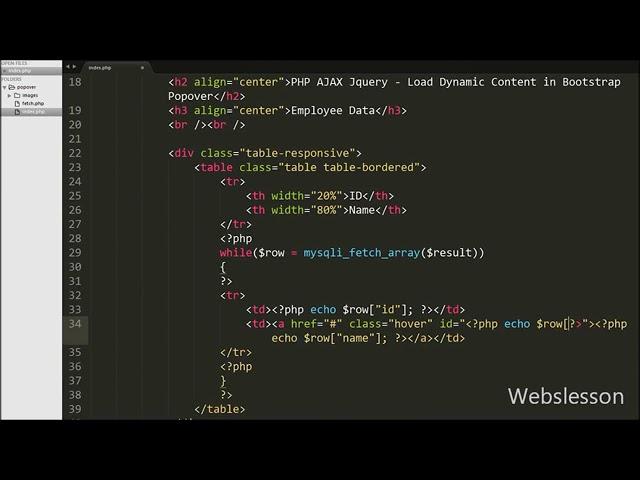 PHP AJAX Jquery   Load Dynamic Content in Bootstrap Popover