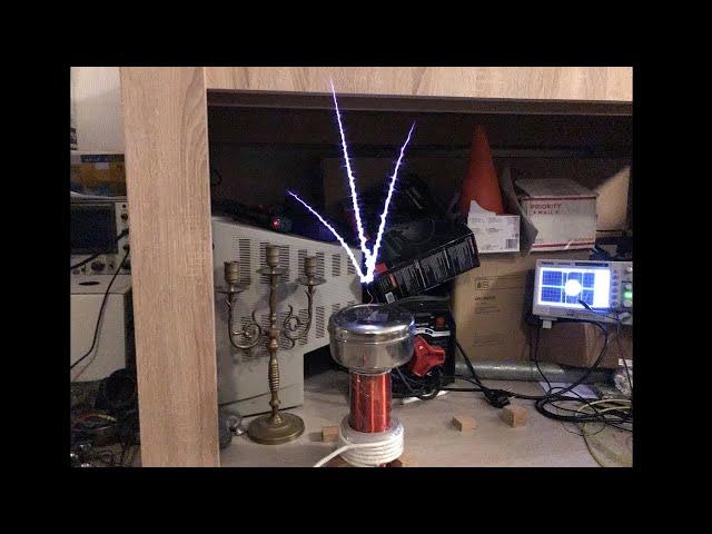 Single Mosfet Solid State Tesla Coil ( SSTC ), no gate driver , ~ 40 cm streamer length