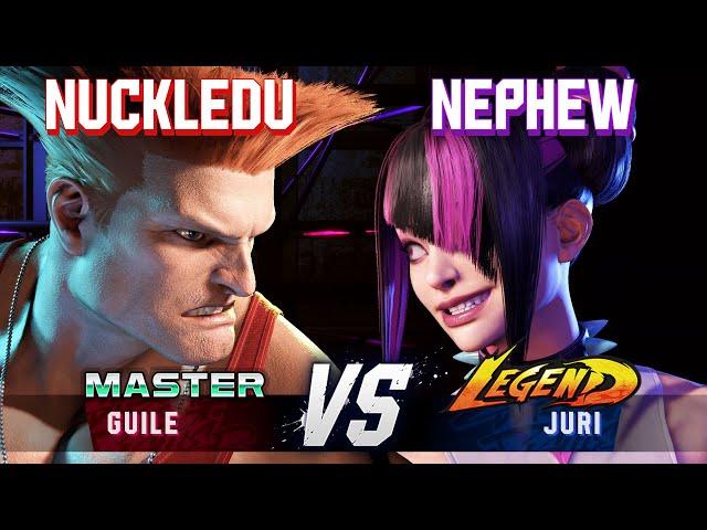 SF6 ▰ NUCKLEDU (Guile) vs NEPHEW (Juri) ▰ High Level Gameplay