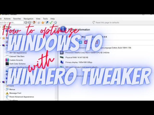 How to optimize Windows 10 with Winaero Tweaker