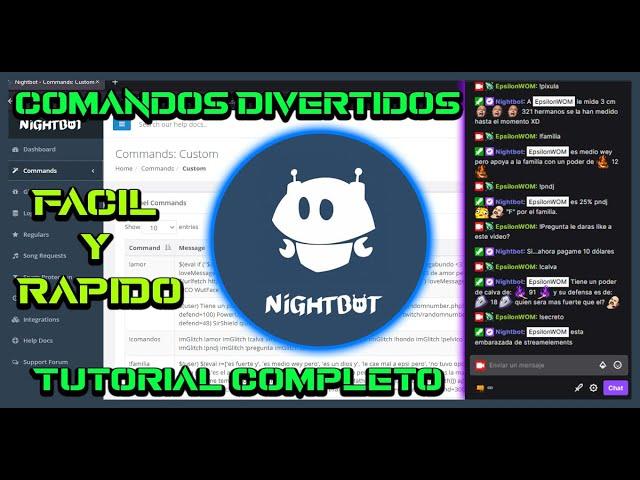 TUTORIAL COMANDOS DIVERTIDOS para tus DIRECTOS con NIGHTBOT !memide !hondo !amor etc...