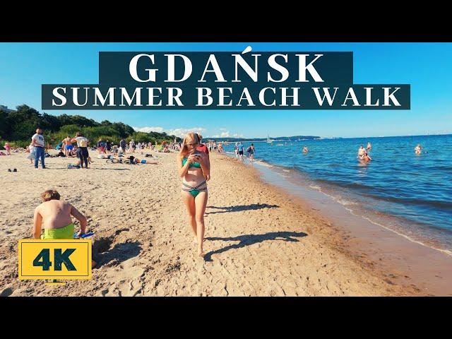 POLAND - GDAŃSK - 4K - SUMMER BEACH WALK 2021.
