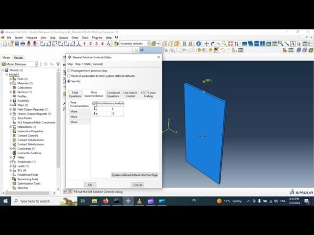 Abaqus Tutorial: How to resolve "Too many attempts made for this increment " Abaqus Error.