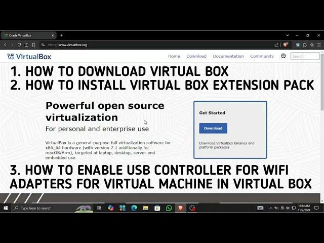 HOW TO DOWNLOAD VIRTUAL BOX + INSTALL EXTENSION PACK + ENABLE WIRELESS ADAPTERS FOR VIRTUAL MACHINE