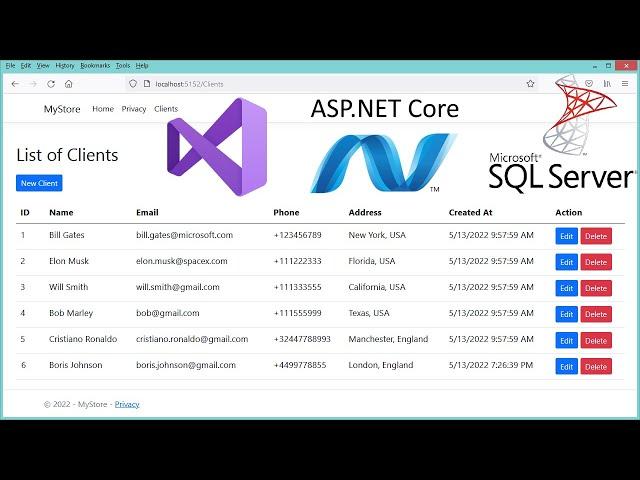 Create ASP.NET Core Web Application With SQL Server Database Connection and CRUD Operations