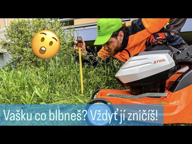 Test AKU sekačky STIHL RMA 448 PV na vlhké trávě | battery mower test