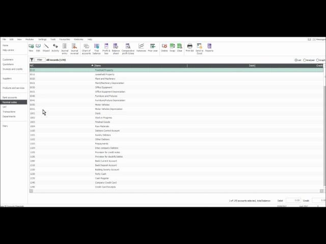 Sage 50 Tutorial  - Nominal Ledger Part 1 - The Nominal Ledger