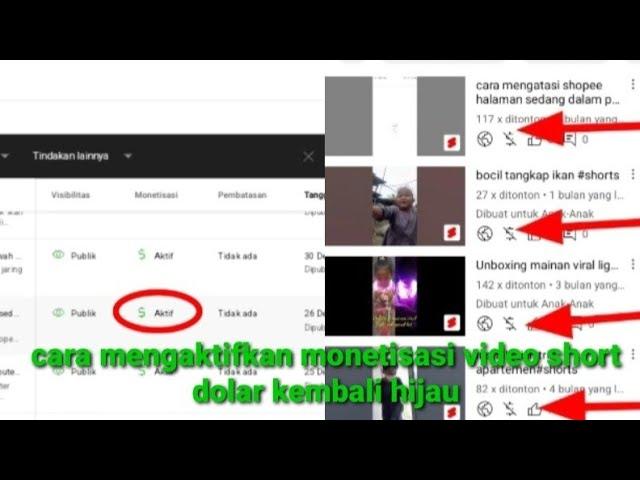 cara mengaktifkan monetisasi video short yang tidak aktif