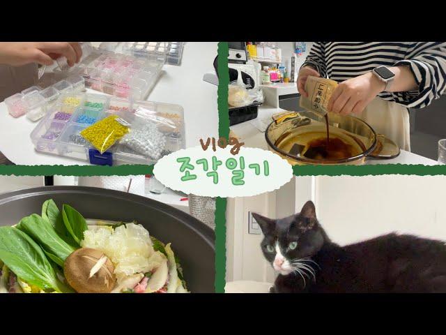 Vlog조각일기/마스크스트랩만들기, 밀키트해먹기