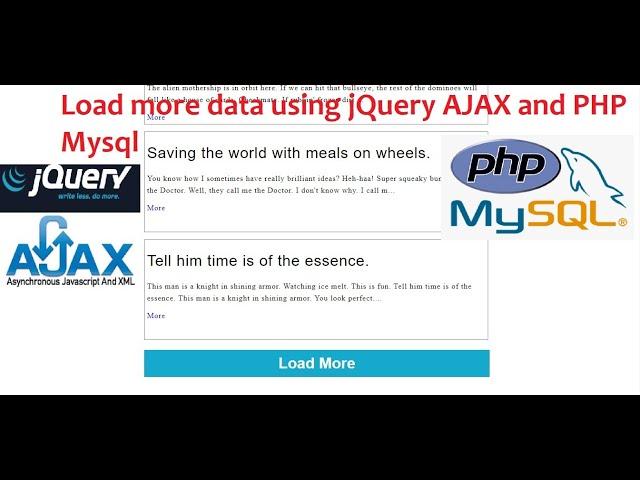 Load more data using jQuery AJAX and PHP Mysql