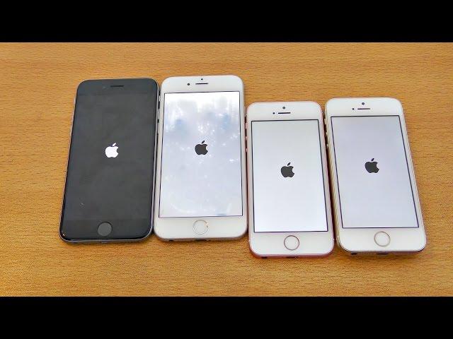 iOS 10 Beta 1 iPhone 6S vs 6 vs SE vs 5S Speed Test! (4K)