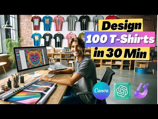 I Made 100 T-Shirt Designs for Print on Demand in 30 MINUTES