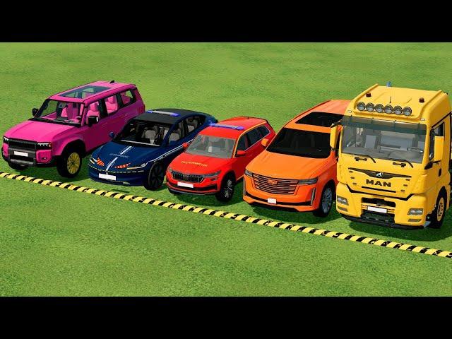 TRANSPORTING PIXAR CARS & FRUITS WITH COLORED & JOHN DEERE vs CLAAS vs TRACTORS - BeamNG.drive #962