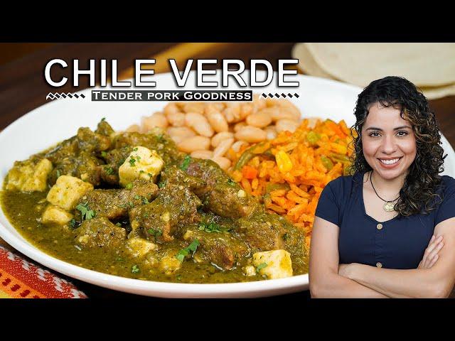 Tender pork in CHILE VERDE STEW | Puerco en salsa verde | Villa Cocina