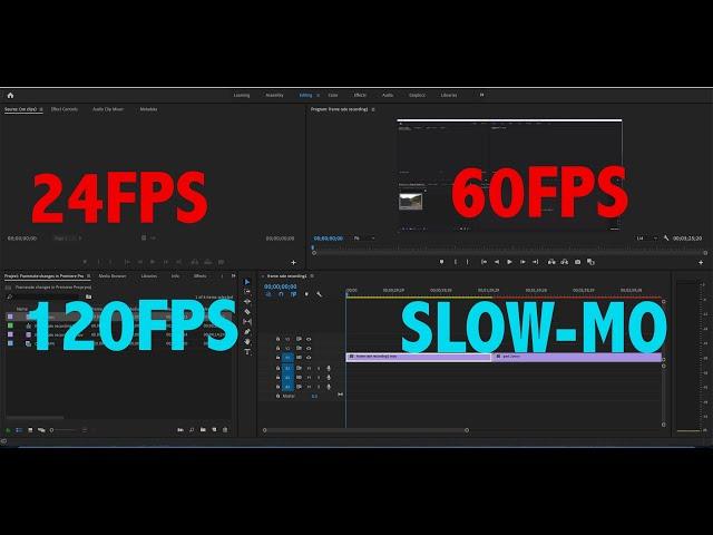 How to change FRAME RATES in PREMIERE PRO 2020 (slow mo and no slow mo)
