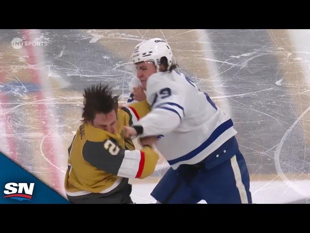 Maple Leafs' Matthew Knies Drops Gloves With Zach Whitecloud Off Opening Draw