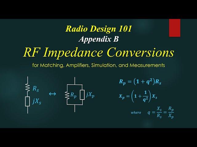 Radio Design 101 Appendix B - RF Impedance Conversions for Matching, Amplifiers, and Measurements