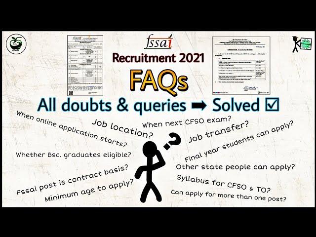 FAQs of Fssai Recruitment 2021 - All doubts & queries  Solved  | CFSO & TO FAQs | FSSAI Exam 2021