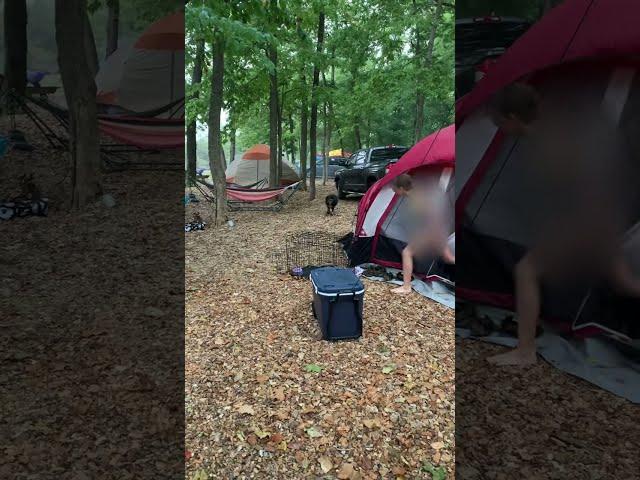 Camping rainstorm