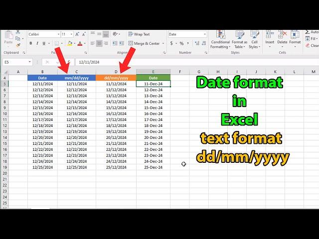 How to change date format in excel from text to dd/mm/yyyy