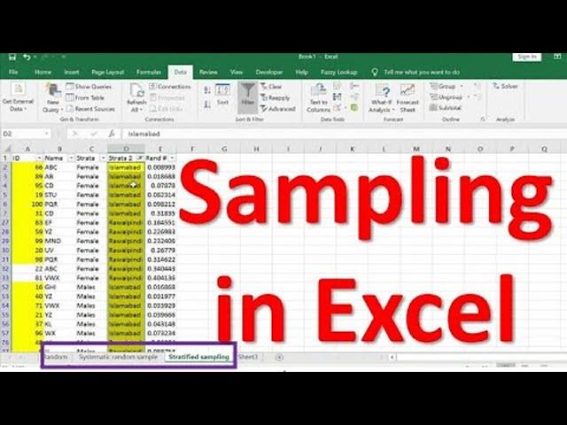 Sampling in Excel | Random Sampling | Systematic sampling | Stratified sampling | #nutrition