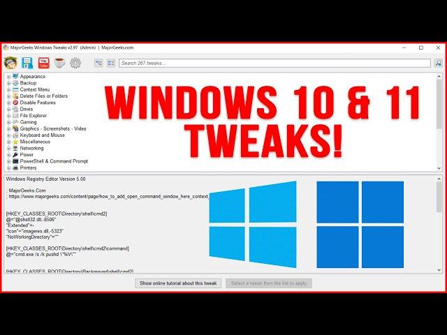 The MajorGeeks Windows Tweaks App Overview