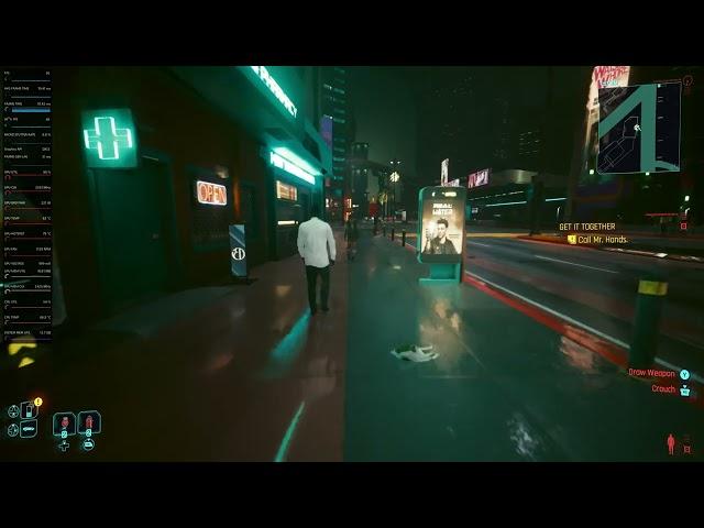 Cyberpunk 2077 AMD 7800XT 5900X Using AMD Fluid Motion Frames With RT & Path Tracing.