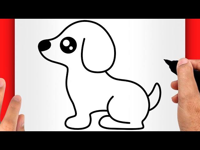 HOW TO DRAW A DOG (EASY) - Cute Dog Drawing (EASY)