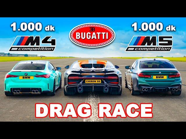 Bugatti Chiron Super Sport v BMW M4 dan M5 1.000 dk: DRAG RACE