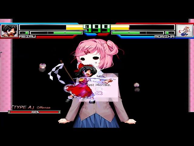 NICK54222 MUGEN: Reimu Hakurei (me) VS Monika (Boss)