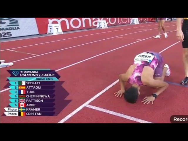 djamel sdjati winner 800m diamond league -monaco -  1:41:46,ويقترب من تحطيم الرقم القياسي 12/07/2024