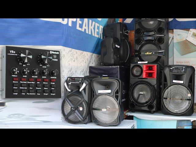 Tes Mic Pakai SoundCard V8 SEMUA SPEAKER PORTABEL JADI NYESSS