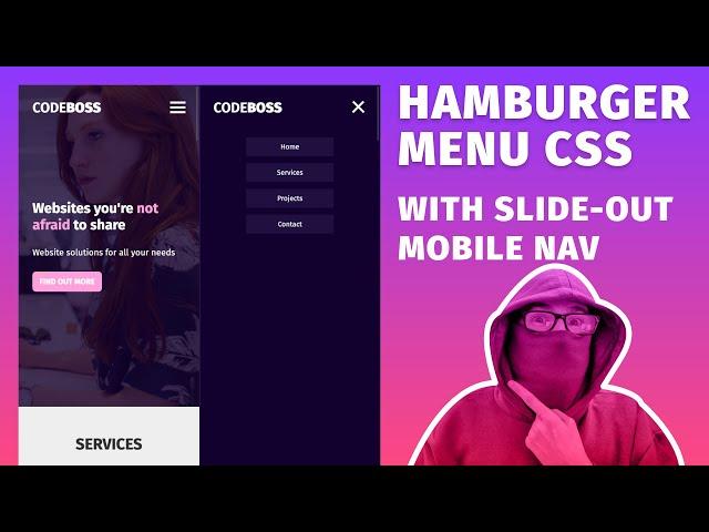 Build a Slide out Hamburger Menu with HTML, CSS & JavaScript