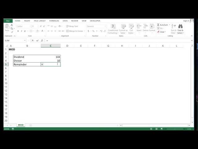 MOD function in Excel | How to calculate remainder in Excel