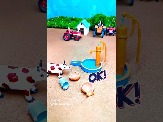 The thirsty cow broke the pot  #miniature #minihouse #cartoon #funny #toyhouse #khilona