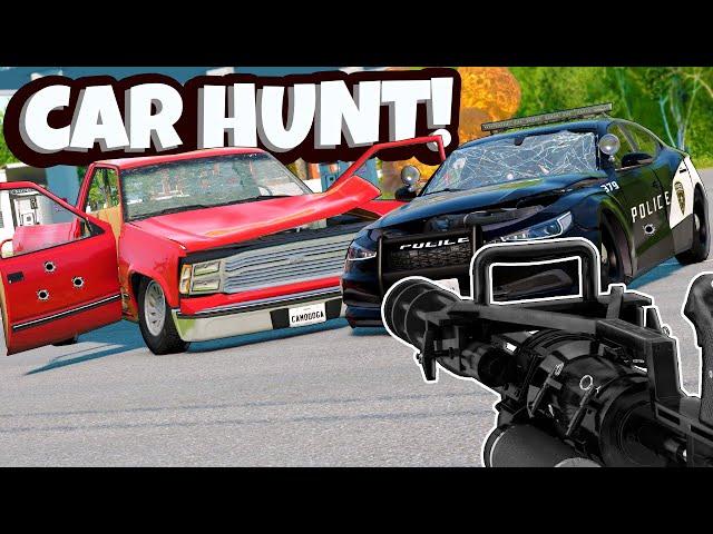 CAR HUNT with a NEW First Person Weapon Mod in BeamNG Drive! (BeamNG Drive Mods)