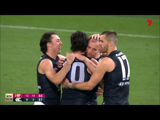 Sam Docherty kicks a goal in his ACL return game vs Brisbane - AFL Elimination Final 2024 - Carlton