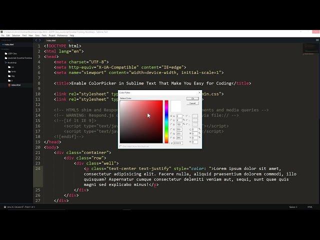 Enable ColorPicker in Sublime Text That Make You Easy for Coding