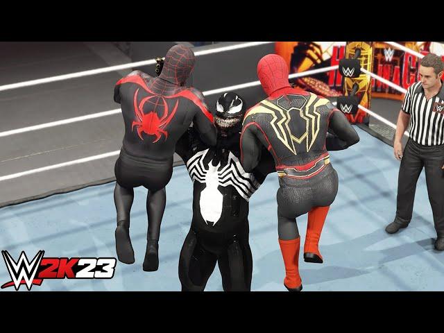 Venom Vs Spider-Man & Miles Morales | Handicap Match - WWE 2K23 PS5 [4K]