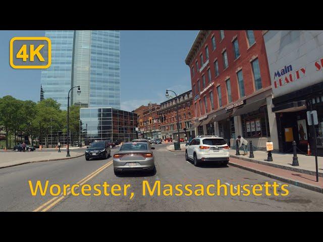 Driving in Downtown Worcester, Massachusetts - 4K60fps