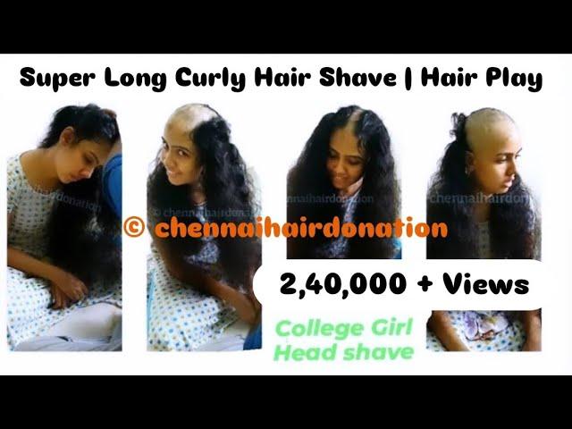 Indian Girl Headshave • Long Curly Hair • Mottai • Straight Razor • Tonsure • CHENNAI HAIR DONATION