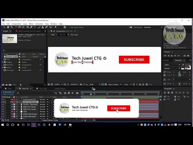 After Effects Tutorial Youtube Subscribe Button Animation (Free Project)