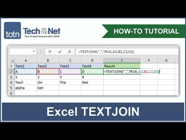 How to use the TEXTJOIN function in Excel