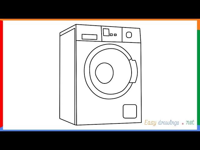 How to draw a Washing Machine step by step