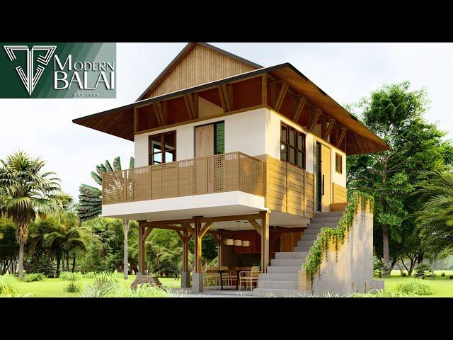 MODERN BAHAY-KUBO SMALL HOUSE DESIGN 2-BEDROOM 5X10 METERS | MODERN BALAI