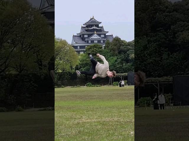 flips under Japanese Castles #doaflip #parkour #freerunning #tricking #fyp #shorts