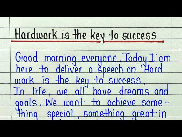 Speech on hard work is the key to success | English topic hard work is the key to success speech