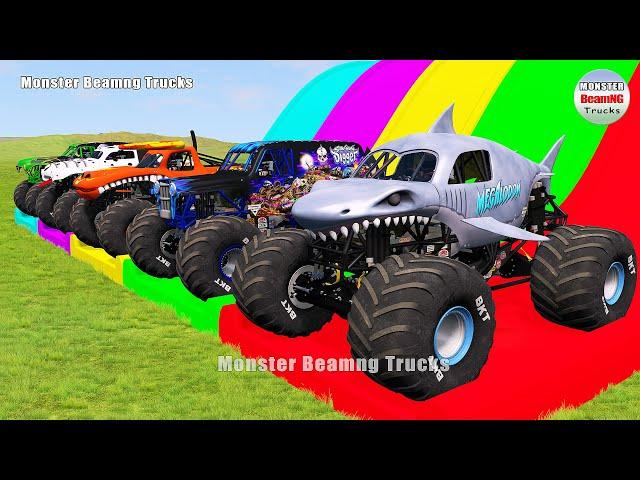 Triple Flatbed Trailer Monster Trucks Transport with Slide Color - BeamNG.drive 262