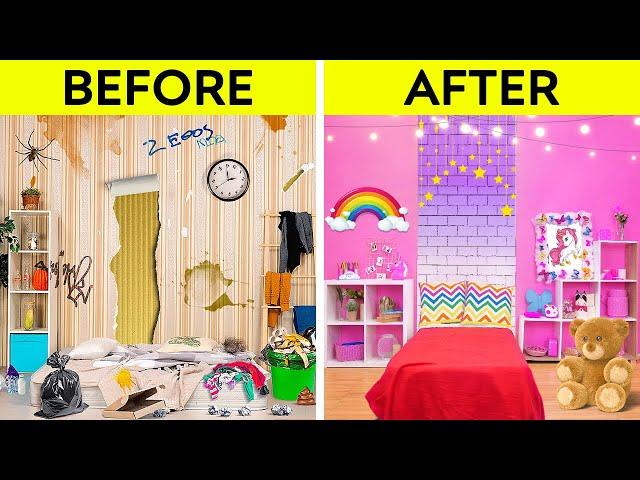 AWESOME ROOM MAKEOVER || We Built Our Dream House! Genius DIY Ideas and Crafts by 123 GO!